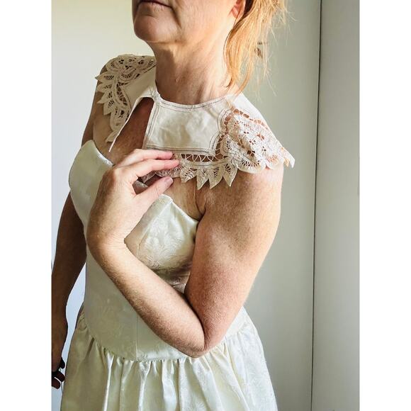 Antique Battenburg Ivory Collar Womens Accesories Edwardian Victorian Handmade - Picture 7 of 8